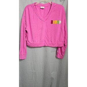 Haribo Pink Cropped Long Sleeve Top With Gummy Bear Embroidery Womens Size L